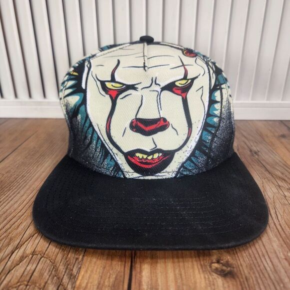 Stephen Kings IT Pennywise Big Face Snapback Hat Cap Black Green Movie Horror - Picture 2 of 10